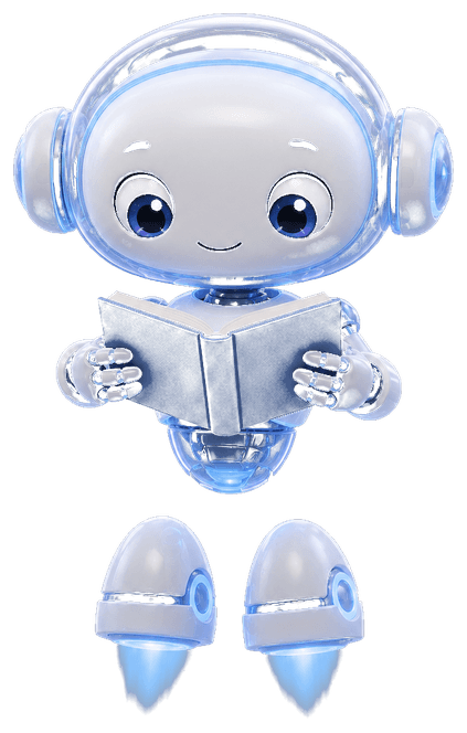The Knoo mascot holding an open book