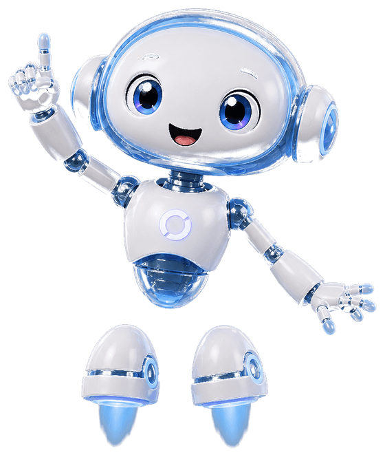 The Knoo mascot with a finger to its chin, thinking